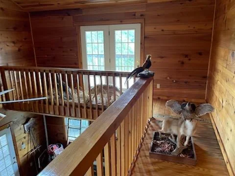 The loft overlooking the great room at the lodge